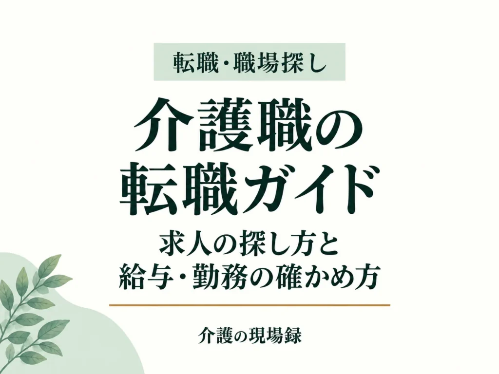 介護職の転職ガイド。求人の探し方と給与・勤務の確かめ方。介護の現場録。